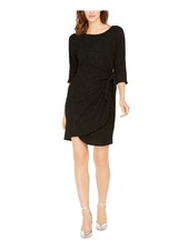 SIGNATURE BY ROBBIE BEE Womens Black 3/4 Sleeve Sheath Dress Petites PM