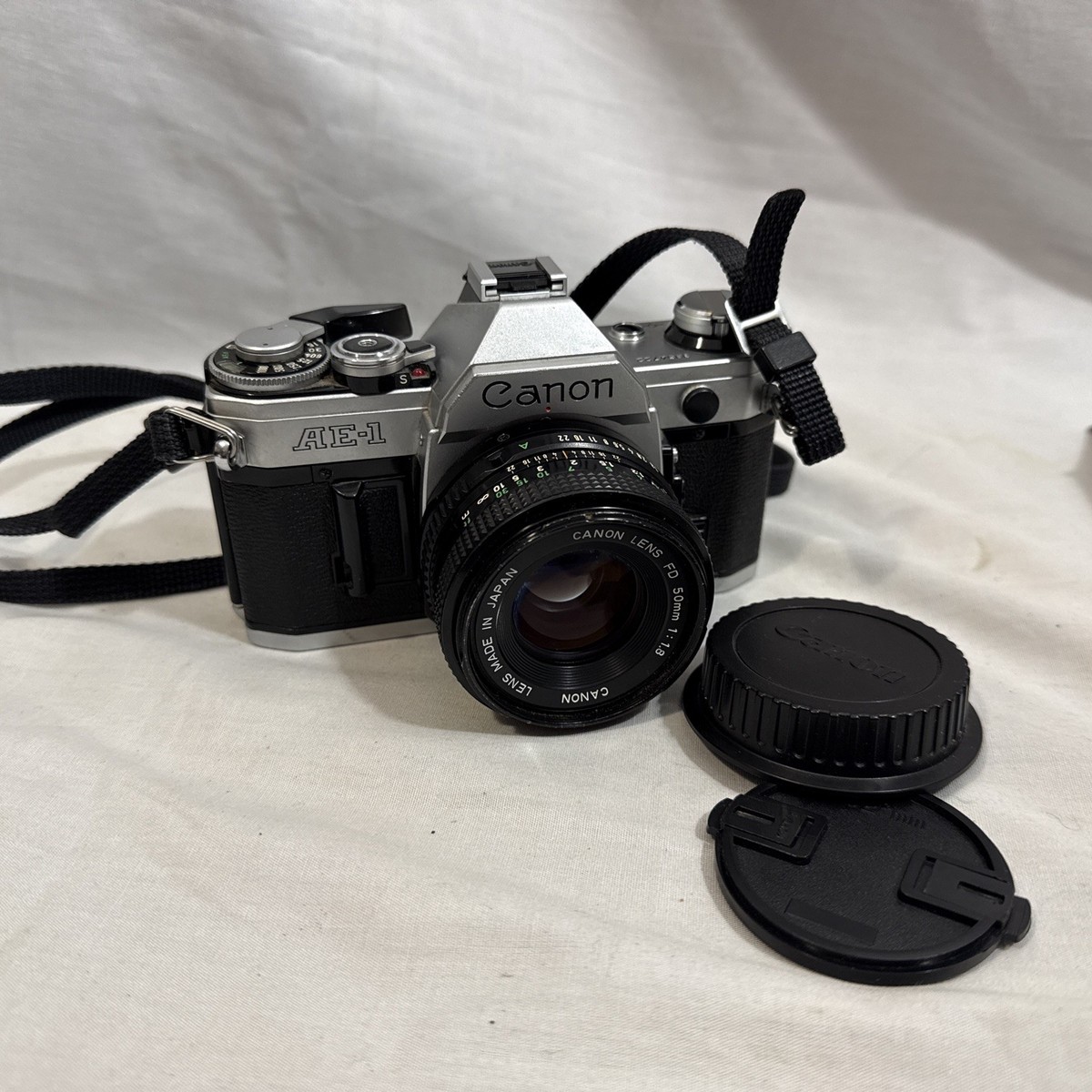 Vintage Canon AE-1 35mm Camera with Canon FD 50mm 1:1.8 Lens Japan