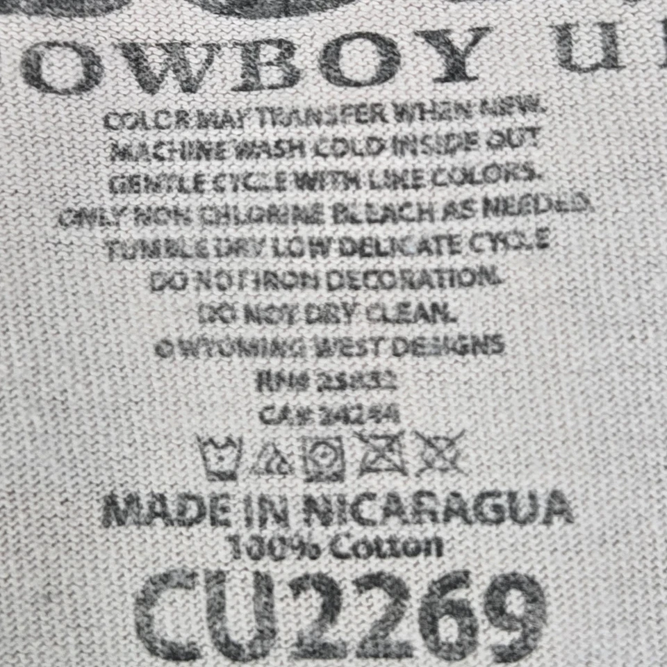 Cowboy Up Men Shirt L Beige Graphic Print Bull Western Text - Image 4 of 4