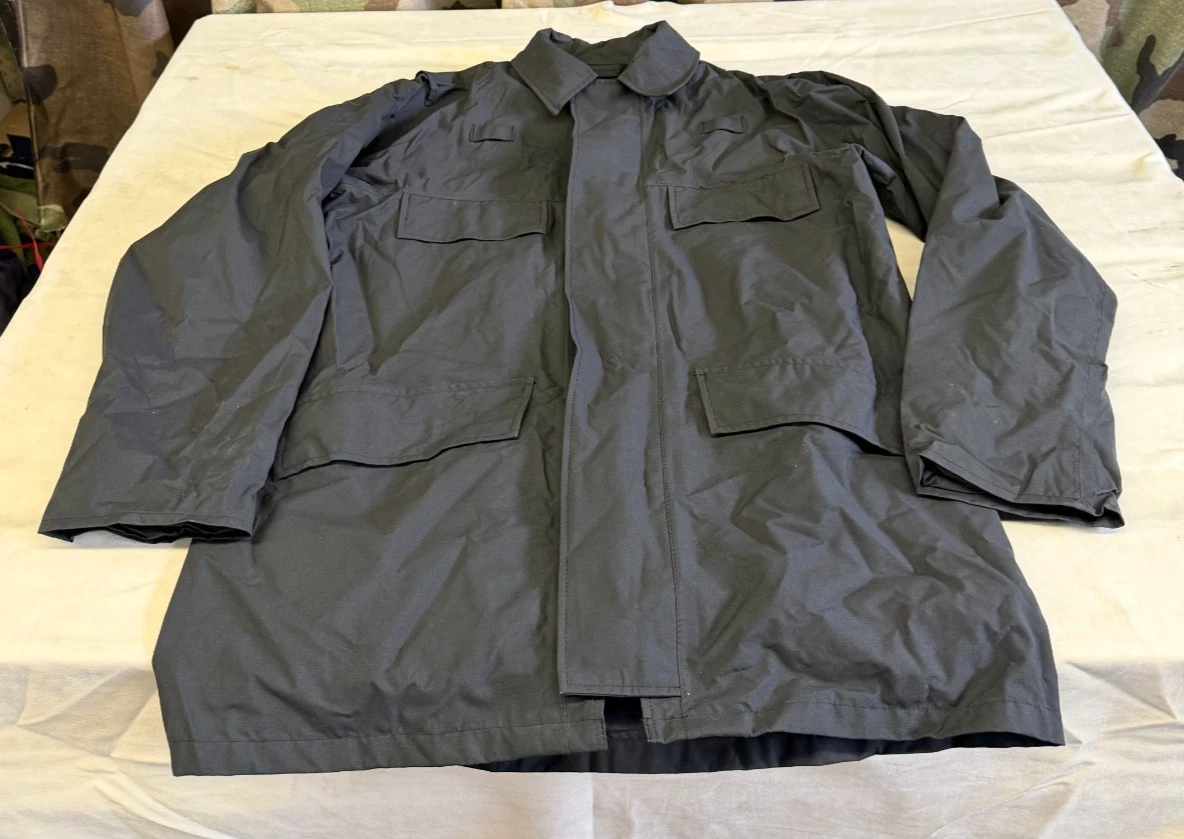 Waterproof Rain Jacket Weather Protection Coat Black, Size L
