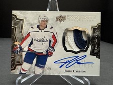 2017-18 Upper Deck Exquisite Collection John Carlson Material Signatures 06/49