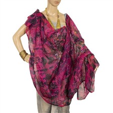 Sanskriti Vintage Dupatta Long Stole Art Silk Pink Hand Beaded Tie-Dye Scarves