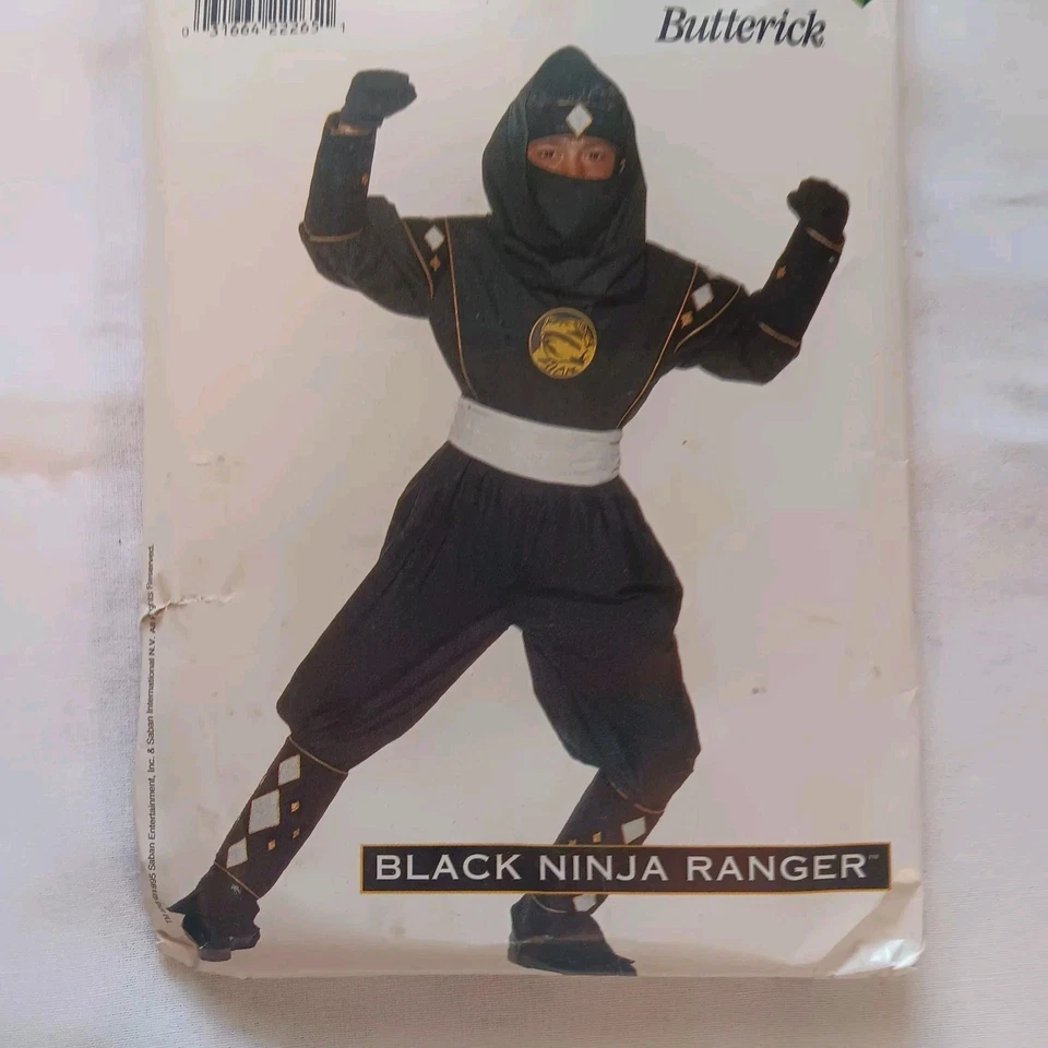 Butterick 4180 MIGHTY MORPHIN POWER RANGER Black Ninja Sz XS-L Sewing Pattern FF - Image 2 of 4