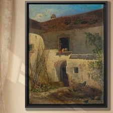 Rural Oil Painting Canvas Print Vintage Farm Art Rustic Home Decor Wall Artwork