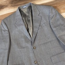Oscar de la Renta Blazer Men 42S Silk Wool Micro Check Grey Blue Modern Business