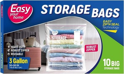 3 Gallon Zipper Lock Storage Bags16X18Reusable Extra Large Size Plastic Free