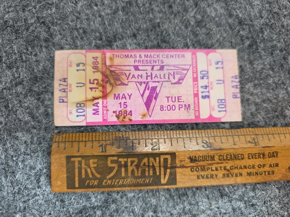 Vtg Rare 1984 Van Halen Ticket Stub "1984 Tour" May 15 1984 Thomas Mack Center - Image 2 of 4