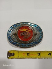 Vintage 1980's P.A.P. Loyal Order Of Moose Pewter w/Silver Tone Belt Buckle...