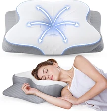 Almohada cervical para cuello hombros espuma viscoelastica ortopedica lado boca