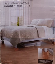 Wooden Bed Lifts Natural Wood Finish SET OF 4 Bed Bath & Beyond New open box