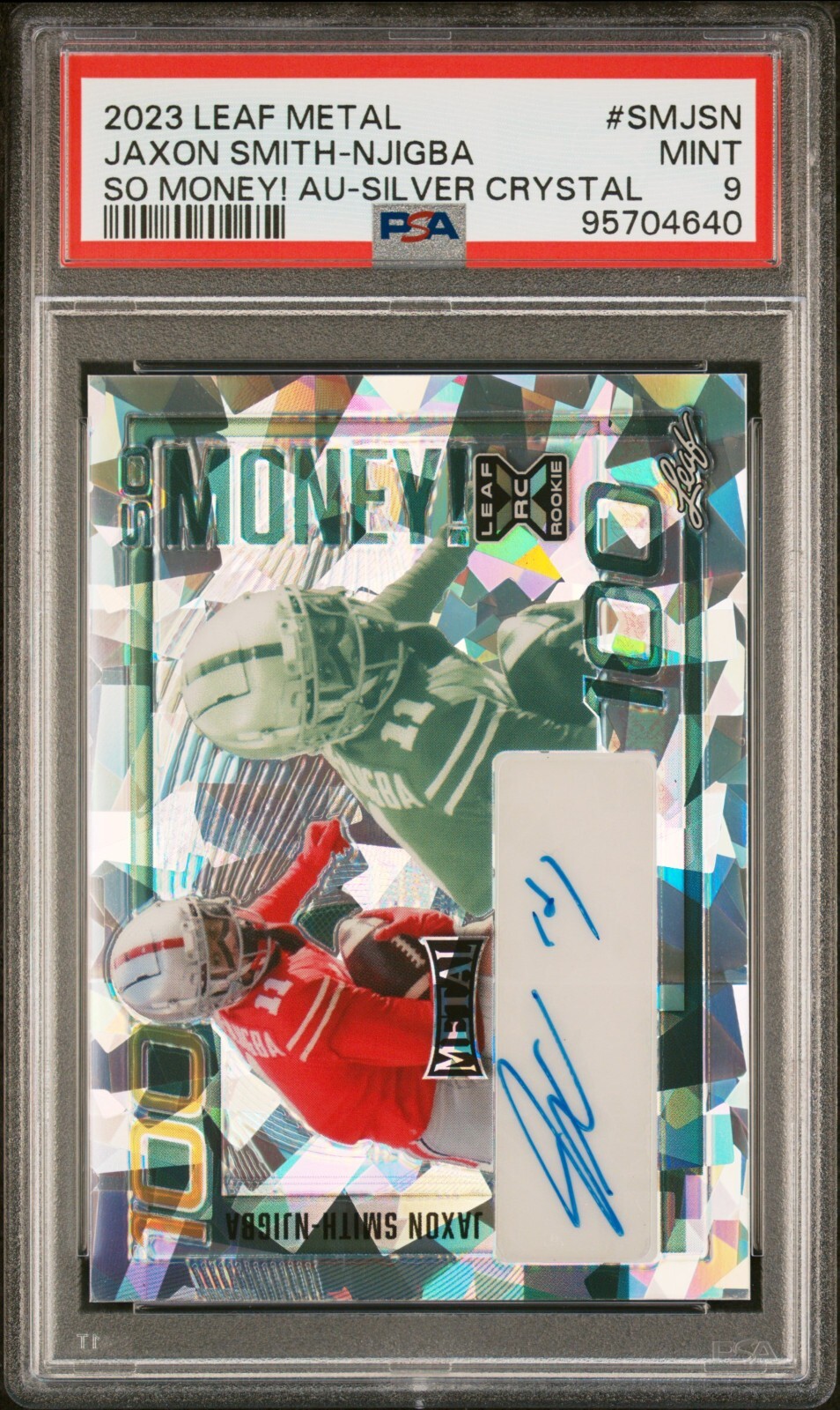Jaxon Smith-Njigba Leaf Metal So Money! Autographs #SMJSN Purple Crystal