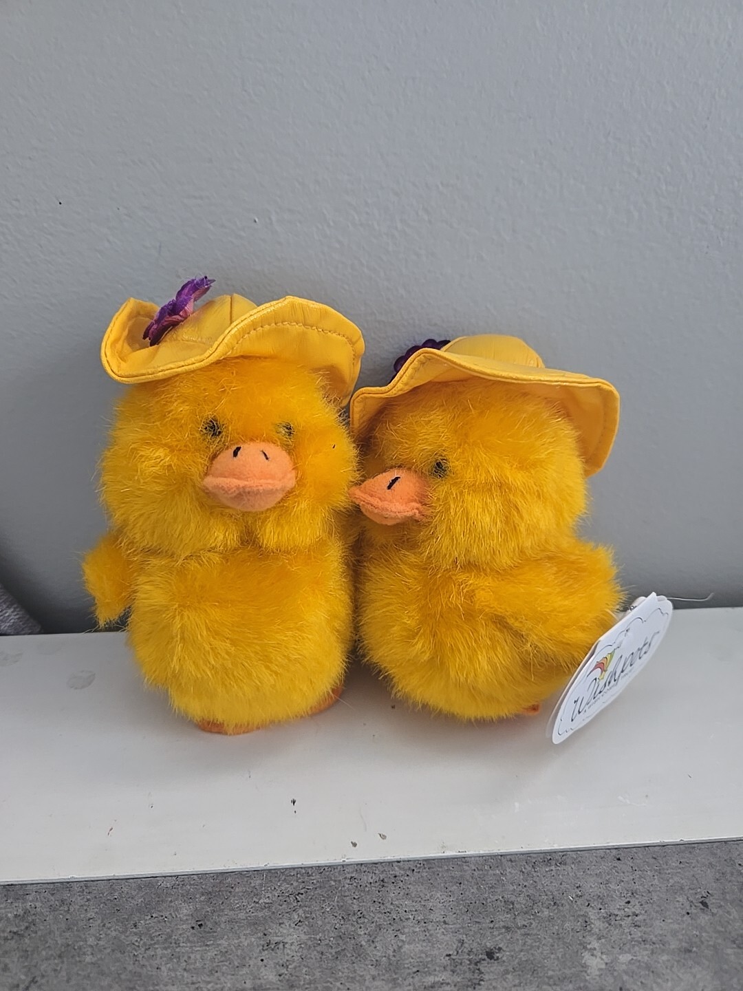 Vintage Wishpets Squeaker Spring Duck Yellow Easter raincoat toy  5