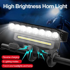 USB Charging MTB Bicycle Light Bike Waterproof Lamp Flashlight Cycling HornLight