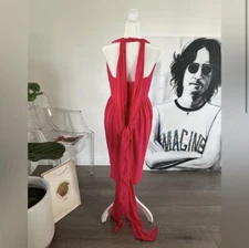 80’s FENDI BOUTIQUE Couture Fuschia Silk dip back dress. Pd $2200 @ Decades, Inc