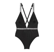 Victoria's Secret Swim Shine Strap Plunge One-Piece Swimsuit Rhinestones size L