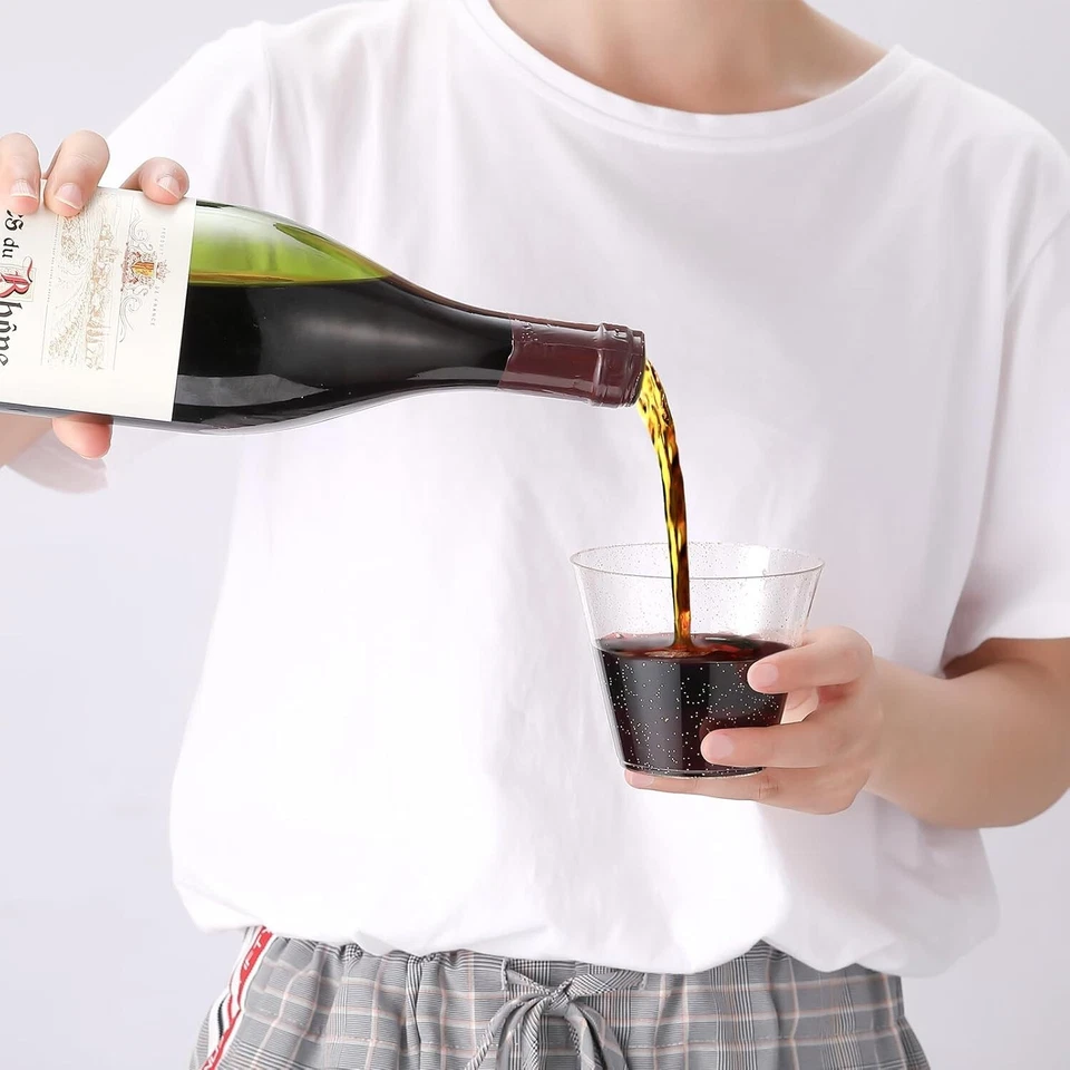 100 Pack 9 oz Glitter Plastic Cups, Disposable Gold Cups Party Wedding etc - Image 4 of 4