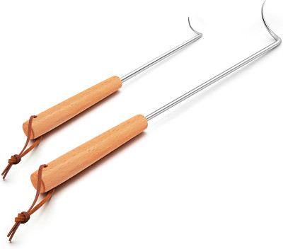 Pigtail Food Flipper 2Pcs, Hasteel 12 & 17 Inch Meat Turner Hook, Stainless 