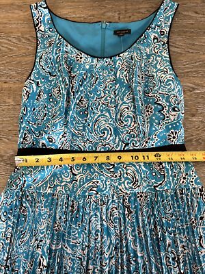 Ann Taylor dress 4 blue pleated dress fit and flare floral print New | eBay
