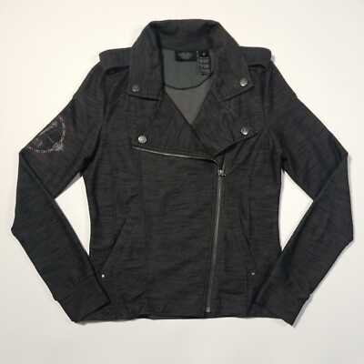 Harley Davidson Women's Asymmetrical Moto Light Jacket size S Heather Charcoal