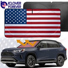 Car Windshield Sun Shade Window Sunshade Visor Uv Block Protector American Flag