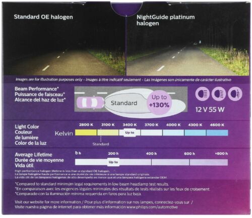 Philips Night Guide Platinum H11B 55W Two Bulbs Headlight Replacement Lamp Stock - Picture 3 of 12