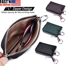 Small Genuine Leather Coin Purse Zipper Pocket Size Pouch Key Card Change Wallet