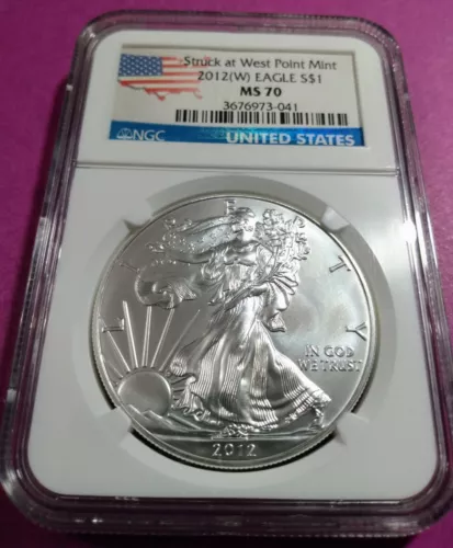 2012 W SILVER EAGLE DOLLAR - NGC MS70