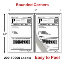 8.5x5.5" Shipping Labels 2 Per Sheet Self-adhesive for Laser and Inkjet Printers