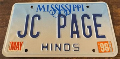 JC PAGE Vanity License Plate Mississippi Vendetta II The New Mafia