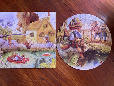 2x seltene Vintage Farn Hollow 80 & 30 Stück Puzzle Sommer & Rund