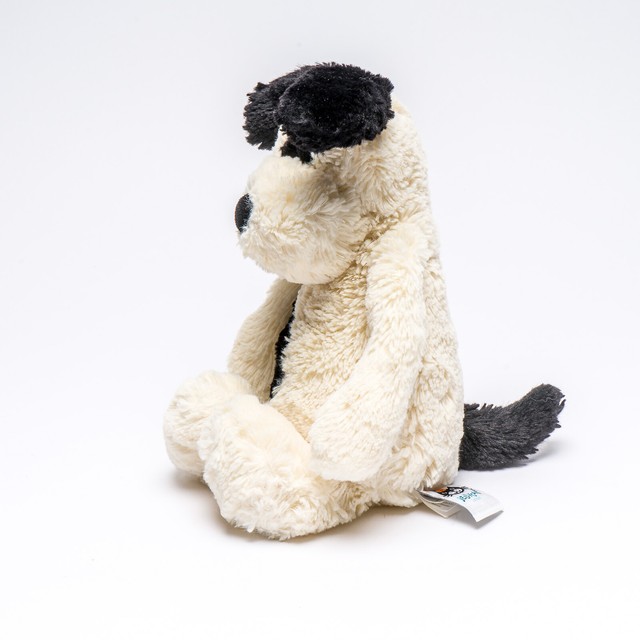Jellycat London Super Soft Bashful Black & Cream Patch Puppy Dog Plush