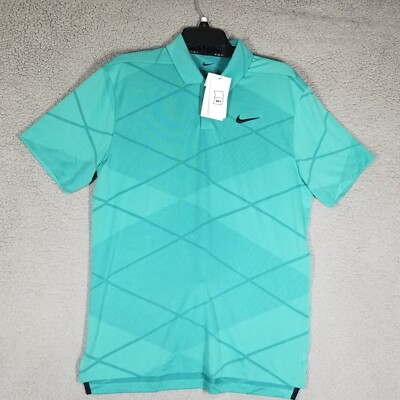 Nike Dri-Fit Vapor Golf Polo Shirt Men Medium Jacquard Teal DH0820-392 NWT