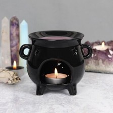 Black Cauldron Oil Burner Witch Wax Melt Halloween Decoration