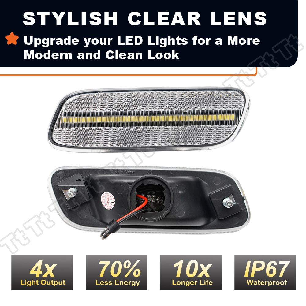 Smoked Lens Amber Full LED Side Marker Light Kit For Lexus 1992-2000 S