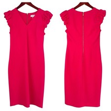 Calvin Klein ruffle v-neck sheath dress mini business career pink women’s 4