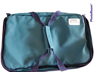 Pyrex Portables Insulated Carrying Bag Aqua Travel Case 16x10 inside measurement