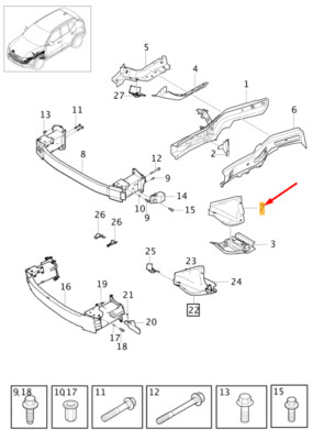 Volvo XC40 front beam system, left bulkhead 31672120, new original