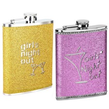 KAV 8 oz Girls Night Out Glitter Hip Flask with Stainless Steel Construction