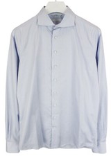 SUITSUPPLY Shirt Men 41L 16L Blue Extra Slim Fit Cutaway Formal Button Up Cotton