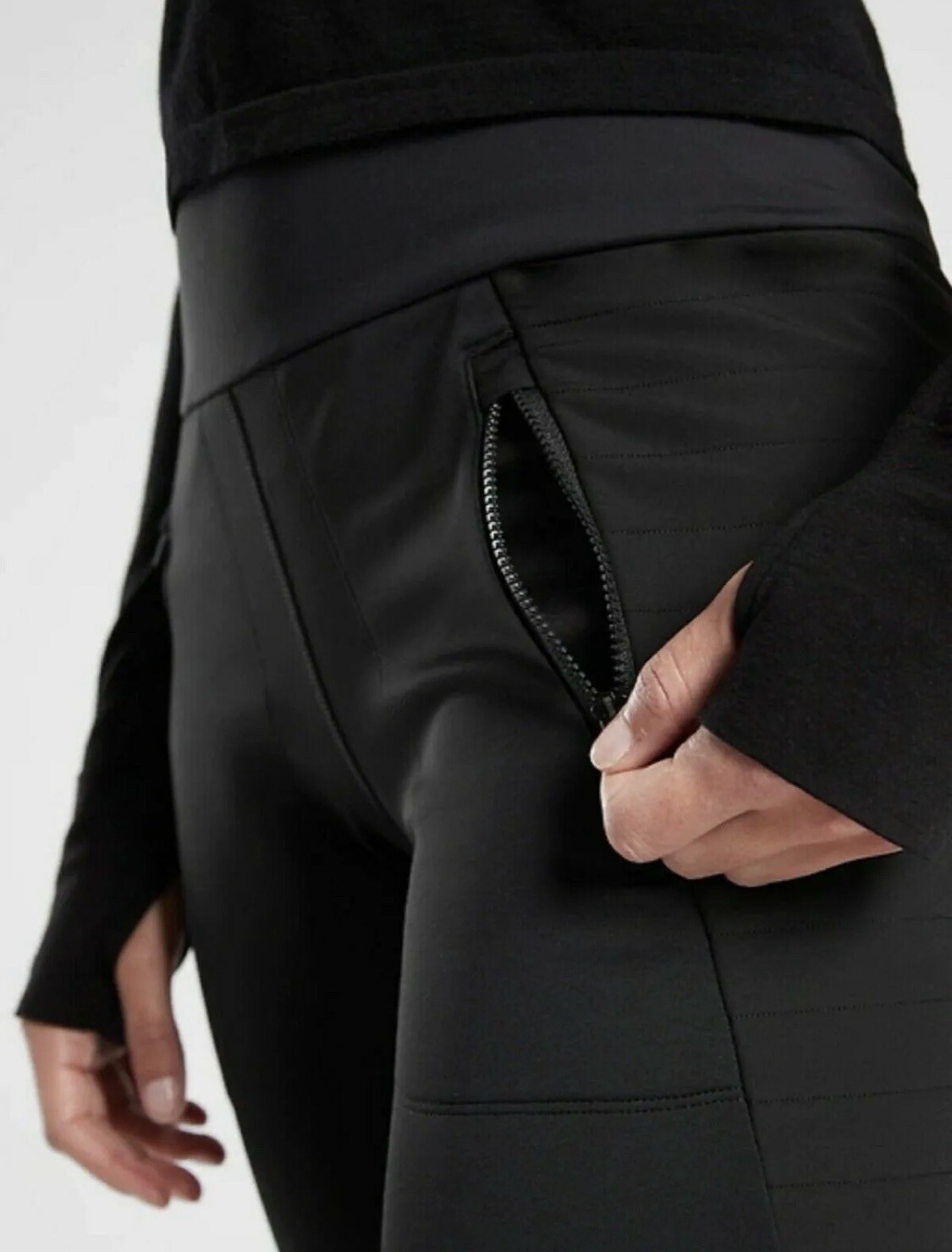 Athleta Peak Hybrid Pile Leggings Attillati Taglia S – Nero, Donna, Nuovi Senza Etichetta