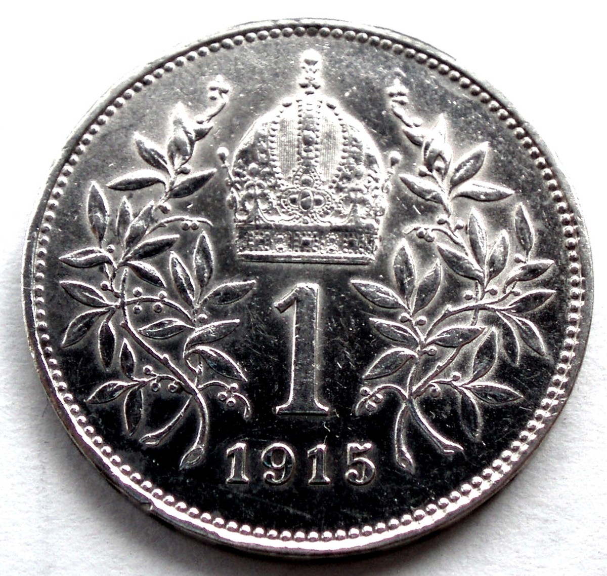 AUSTRIA EMPIRE 1 CORONA 1915 Silver KM#2820 Franz Joseph I. SS8.1