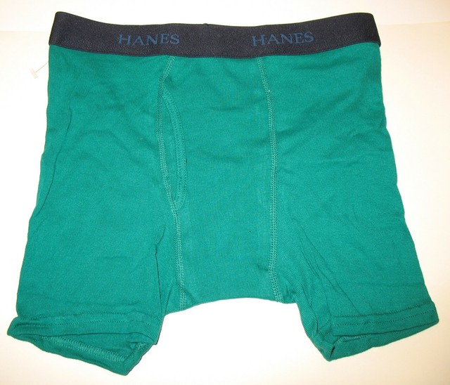 HANES MOST COMFORTABLE LARGE GREEN COTTON BOXER SHORT 3" INSEAM