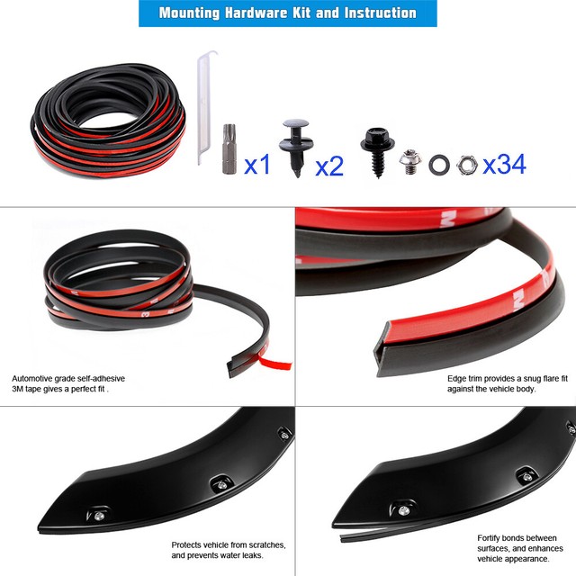 Pocket Rivet Style Fender Flares 4PCs Set Fits 14-20 Toyota Tundra | eBay