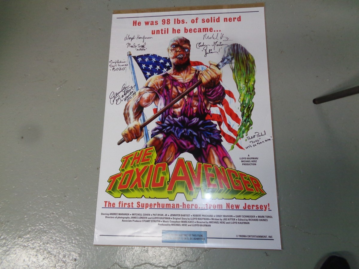 7x Cast SIGNED Toxic Avenger Poster Michael Herz Lloyd Kaufman
