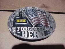 Forgotten Hero vietnam vet Pewter Belt Buckle, Buckles Of America  CJ1468