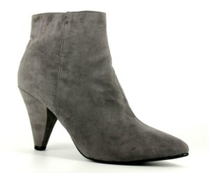 grey pointed ankle boots