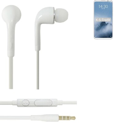Earphones für Meizu 16th Plus in ear headset stereo Ohrstecker weiß