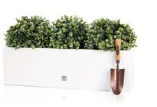 Garden Outdoor Flower Pot Gloss Fibreglass Trough Planter Plant Pot in White