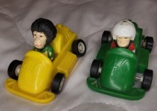 PG Tips Monkey In Racing Cars Pair - Yellow/Green - Retro 40 Years Of PG Chimp