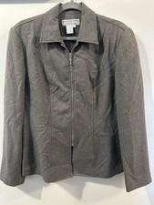 woman blazer long sleeve Front Zipper Gray Size 8 By Dress Barn